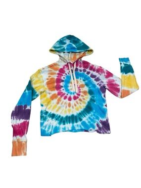No Boundaries long sleeved tie-dye crop top spiral multicolor hoodie, L (11-13).